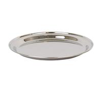 Argon Tableware 35.5cm Serving Platter - Stainless Steel Chrome Dinner Tray Round Tray Plate Medium Appetizer Serving Dishes for Party, Events, Table Service, Snack Platters
