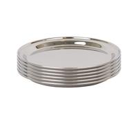 Argon Tableware 25.5cm Serving Platters - 6 Pack - Stainless Steel Chrome Dinner Tray Round Tray Plate Small Appetizer Serving Dishes for Party, Events, Table Service, Snack Platters