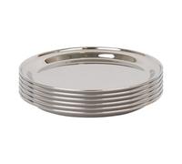 Argon Tableware 30cm Serving Platters - 6 Pack - Stainless Steel Chrome Dinner Tray Round Tray Plate Medium Appetizer Serving Dishes for Party, Events, Table Service, Snack Platters