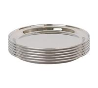 Argon Tableware 35.5cm Serving Platters - 6 Pack - Stainless Steel Chrome Dinner Tray Round Tray Plate Medium Appetizer Serving Dishes for Party, Events, Table Service, Snack Platters