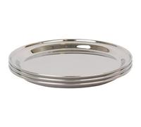 Argon Tableware 40.5cm Serving Platters - 3 Pack - Stainless Steel Chrome Dinner Tray Round Tray Plate Large Appetizer Serving Dishes for Party, Events, Table Service, Snack Platters