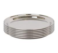 Argon Tableware 40.5cm Serving Platters - 6 Pack - Stainless Steel Chrome Dinner Tray Round Tray Plate Large Appetizer Serving Dishes for Party, Events, Table Service, Snack Platters