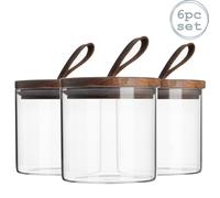 Argon Tableware Scandi Storage Jar with Leather Loop Lid 550ml Pack of 6 in Clear Argon Tableware Clear