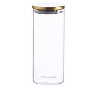 Argon Tableware Scandi Storage Jar with Metallic Gold Lid - 1500ml - 1 Pack - Modern Round Organisation Container Glass Jar for Kitchens, Pantry, Bathrooms, Utility Rooms
