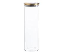 Argon Tableware Scandi Storage Jar with Metallic Gold Lid - 2000ml - 1 Pack - Modern Round Organisation Container Glass Jar for Kitchens, Pantry, Bathrooms, Utility Rooms