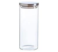 Argon Tableware Scandi Storage Jar with Metallic Silver Lid - 1500ml - 1 Pack - Modern Round Organisation Container Glass Jar for Kitchens, Pantry, Bathrooms, Utility Rooms