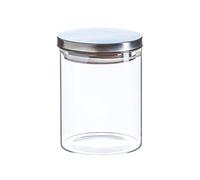 Argon Tableware Scandi Storage Jar with Metallic Silver Lid - 750ml - 1 Pack - Modern Round Organisation Container Glass Jar for Kitchens, Pantry, Bathrooms, Utility Rooms