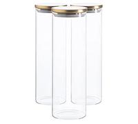 Glass Storage Jars with Metal Lids - 2 Litre - Pack of 3 Argon Tableware Gold One Size
