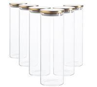 Argon Tableware Scandi Storage Jars with Metallic Gold Lids - 2000ml - 6 Pack - Modern Round Organisation Container Glass Jar for Kitchens, Pantry, Bathrooms, Utility Rooms