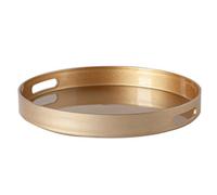 Argon Tableware 33cm Round Serving Tray with Handles - Gold - Metallic Finish Decorative Breakfast Tray Melamine Food Tray for Eating, Snacks, Drinks, Food Serving
