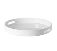 Argon Tableware Serving Tray - 33Cm - White Round Tray Metallic Decorative Breakfast Tray Melamine Food Tray