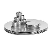Argon Tableware Metallic Charger Plates, Coasters & Napkin Rings Set - Silver - 18pc - 33cm - Reusable Dining Table Setting Plates Drink Placemats Napkin Holders for Christmas, Party Celebrations