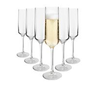 Argon Tableware Soho Crystal Champagne Flutes 210ml - Pack of 6, Lead-Free Crystal Sparkling Wine Glass Set, Modern Angular Design, Durable Pulled Stem, Gift Boxed Glassware for Home & Bar