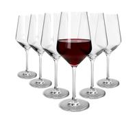 Argon Tableware Soho Crystal Red Wine Glasses 520ml - Pack of 6, Lead-Free Crystal Wine Glass Set, Modern Angular Tulip Bowl, Durable Pulled Stem, Gift Boxed Glassware for Home & Bar