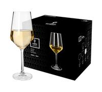 Argon Tableware Soho Crystal White Wine Glasses 420ml - Pack of 24, Lead-Free Crystal Wine Glass Set, Modern Angular Tulip Bowl, Durable Pulled Stem, Gift Boxed Glassware for Home & Bar