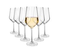Argon Tableware Soho Crystal White Wine Glasses 420ml - Pack of 6, Lead-Free Crystal Wine Glass Set, Modern Angular Tulip Bowl, Durable Pulled Stem, Gift Boxed Glassware for Home & Bar