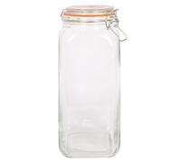 Argon Tableware 2L Square Glass Jar with Clip-top Lid - Airtight Kitchen Mason Jar Food Storage Preserving Container for Pickling, Chutney, Jam, Coffee, Oats