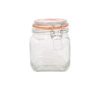 Argon Tableware Square Glass Jar With Clip-Top Lid - 760Ml