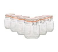 Argon Tableware Square Glass Jars With Clip-Top Lids - 760Ml - Pack Of 6
