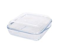 Argon Tableware Square Glass Oven Dish with Lid - 24 x 21cm - Optical Roasting Tray in Clear | Size: 24 x 21 cm Argon Tableware Clear 24 x 21 cm
