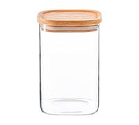 Square Glass Storage Jar with Wooden Lid 1.1 Litre Argon Tableware Clear One Size