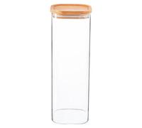 Argon Tableware Square Glass Storage Jar with Airtight Wooden Lid - 2200ml - 1 Pack - Modern Kitchen Container Preserving Jars for Pickling, Chutney, Jam, Coffee, Olives, Sugar, Spices