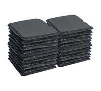 Argon Tableware Square Slate Coasters - 10cm - 24 Piece Drink Coasters Black Stone Natural Slate Smooth Edge Drink Mat Cup Mats for Kitchen, Bar, Restaurant, Weddings, Events