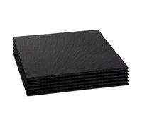 Argon Tableware Square Slate Placemats - 33cm - 6x Large Natural Black Stone Dining Table Dinner Serving Board Platter Place Mats Sets Argon Tableware Black