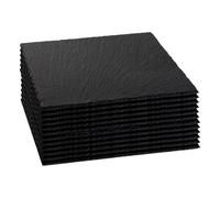 Argon Tableware Square Slate Placemats - 33cm - Pack of 12 - Black Natural Stone Slate Dinner Mats Dinnerware Plate Placemats for Kitchen, Home, Bar, Restaurant, Weddings, Events