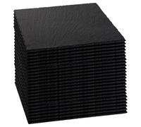 Argon Tableware Square Slate Placemats - 33cm - Pack of 24 - Black Natural Stone Slate Dinner Mats Dinnerware Plate Placemats for Kitchen, Home, Bar, Restaurant, Weddings, Events