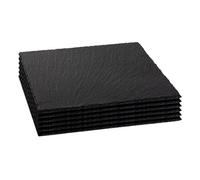 Argon Tableware Square Slate Placemats - 33cm - Pack of 6 - Black Natural Stone Slate Dinner Mats Dinnerware Plate Placemats for Kitchen, Home, Bar, Restaurant, Weddings, Events