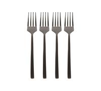 Argon Tableware Stainless Steel Cake Forks - 15cm - Black - 4X Dining Forks High Polished Metal Fork 4-Piece Table Fork Cutlery Set