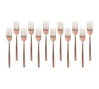 Argon Tableware Stainless Steel Cake Forks - 15cm - Copper - 12x Dining Forks High Polished Metal Fork 12-Piece Table Fork Cutlery Set
