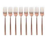 Argon Tableware Stainless Steel Cake Forks - 15cm - Copper - 8X Dining Forks High Polished Metal Fork 8-Piece Table Fork Cutlery Set