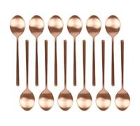 Argon Tableware 12 Stainless Steel Dessert Spoons - 20cm Copper Finish Modern Cutlery Set for Dining, Puddings & Desserts - Stylish Dishwasher Safe Tableware