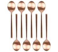 Argon Tableware 8 Stainless Steel Dessert Spoons - 20cm Copper Finish Modern Cutlery Set for Dining, Puddings & Desserts - Stylish Dishwasher Safe Tableware