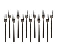 Argon Tableware Stainless Steel Dinner Forks - 19.5cm - Black - 12x Dining Forks High Polished Metal Fork 12-Piece Table Fork Cutlery Set