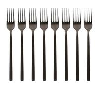 Argon Tableware Stainless Steel Dinner Forks - 19.5cm - Black - 8X Dining Forks High Polished Metal Fork 8-Piece Table Fork Cutlery Set