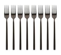 Argon Tableware 8 Stainless Steel Dinner Forks - 19.5cm Matte Black Finish Modern Cutlery Set for Dining & Entertaining - Stylish Dishwasher Safe Tableware