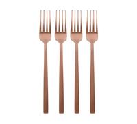 Argon Tableware 4 Stainless Steel Dinner Forks - 19.5cm Copper Finish Modern Cutlery Set for Dining & Entertaining - Stylish Dishwasher Safe Tableware