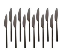 Argon Tableware Stainless Steel Dinner Knives - 21cm - Black - 12x Dining Knives High Polished Flatware Metal Butter Knife 12-Piece Table Knives Cutlery Set