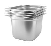 Argon Tableware 11L Gastronorm Containers 1/2 GN 200mm - Pack of 4 | 1/2 GN Pans, Pack of 4, 200mm Deep, 11L Capacity, Stainless Steel, Dishwasher Safe, Catering & Buffet Use