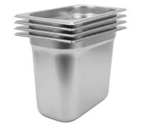 Argon Tableware Stainless Steel Gastronorm Containers - 1/4 200mm - 5.25L - Pack Of 4