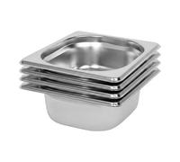 Argon Tableware Stainless Steel Gastronorm Containers - 1/6 65mm - 1L - Pack Of 4