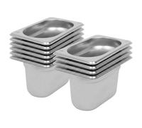 Argon Tableware Stainless Steel Gastronorm Containers - 1/9 100mm - 800Ml - Pack Of 10
