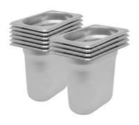 Argon Tableware 1L Gastronorm Containers 1/9 GN 150mm - Pack of 10 | 1/9 GN Pans, Pack of 10, 150mm Deep, 1L Capacity, Stainless Steel, Dishwasher Safe, Catering, Buffet & Food Storage