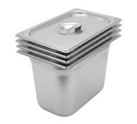 Argon Tableware Stainless Steel Gastronorm Containers With Lid - 1/4 200mm - 5.25L - Pack Of 4