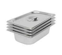 Argon Tableware Stainless Steel Gastronorm Containers With Lid - 1/4 65mm - 1.5L - Pack Of 4