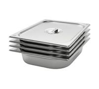 Argon Tableware Stainless Steel Gastronorm Containers With Lids - 1/2 65mm - 3.5L - Pack Of 4