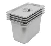 Argon Tableware Stainless Steel Gastronorm Containers With Lids - 1/3 200mm - 7.25L - Pack Of 4